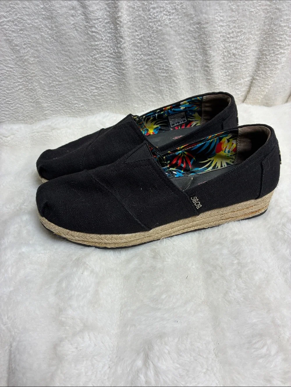 Skechers BOBS Black Slip-On Canvas Loafers